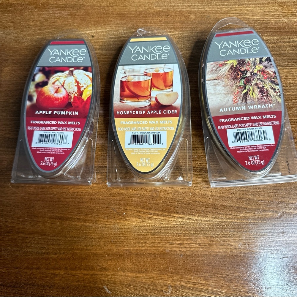 3 Three Packs Yankee Candle  Fall Scents Wax Melts 2.6 oz  w/6 in each